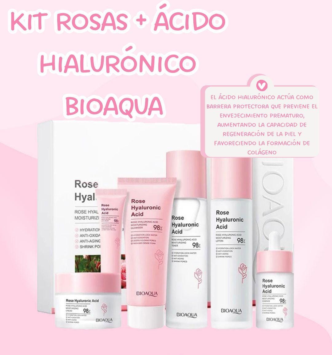 kit de Bioaqua de rosas y acido hialuronico de lujo